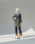 Charcoal Blue With Radiant Florals Co-ord Stitched - Image 4