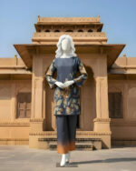 Charcoal Blue With Radiant Florals Co-ord Stitched