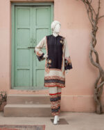 Brown & Cream With Ethnic Florals Co-ord Stitched