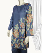 Charcoal Blue With Radiant Florals Co-ord Stitched - Image 6