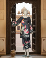 Black With Bold Florals Co-ord Stitched