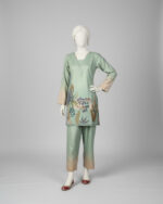 Mint Green With Nature Prints Co-ord Stitched - Image 4