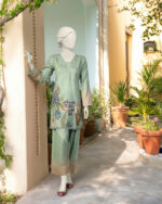 Mint Green With Nature Prints Co-ord Stitched