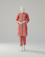 Stitched Co-ord  Striking Red Lawn - Image 4