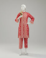 Stitched Co-ord  Striking Red Lawn - Image 2