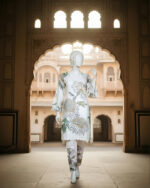 Cream With Green & Gold Florals Co-ord Stitched